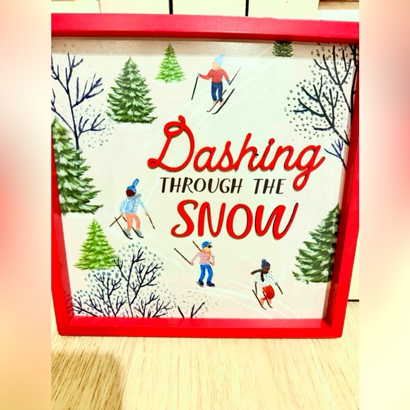 Ashland NWT “Dashing Through the Snow” Skiers Wall Décor – 11.75” x 12” – - Picture 2 of 5